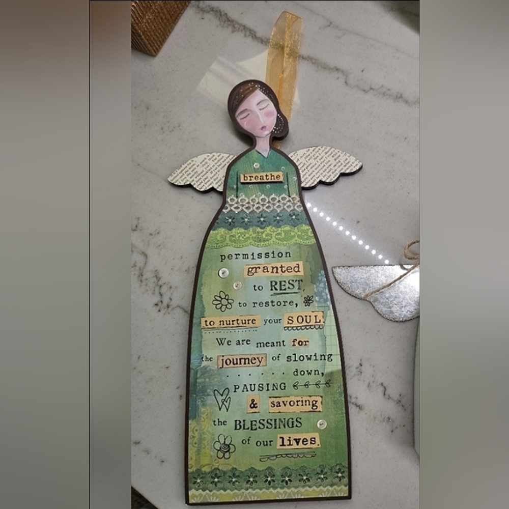 Decorative Wooden Angel  Inspirational Quote~ Kelly Rae